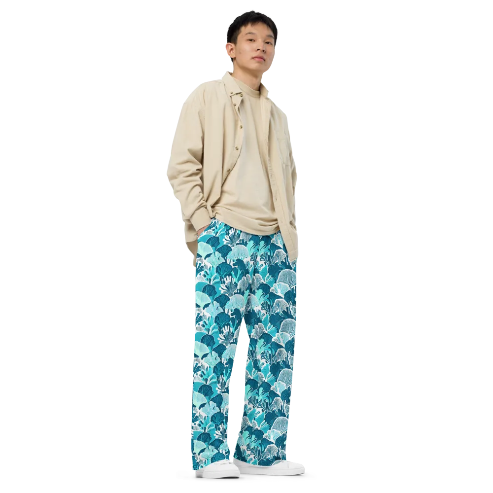 Aqua Fanfare on Wide-Leg Pants — Right Front