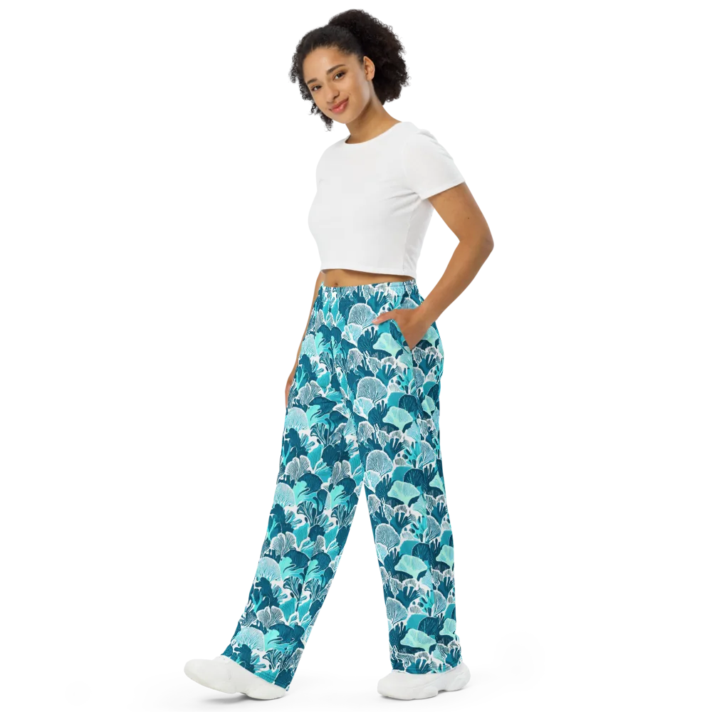 Aqua Fanfare on Wide-Leg Pants — Left Front