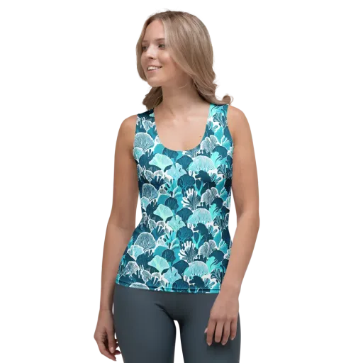 Aqua Fanfare on a Women's Tank Top