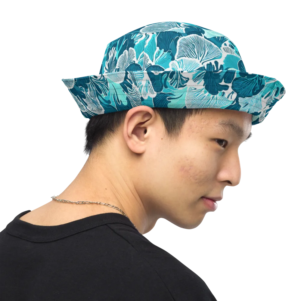 Aqua Fanfare on Reversible Bucket Hat — Right Outside