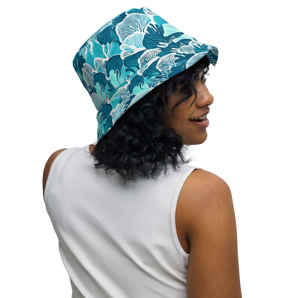 Aqua Fanfare on Reversible Bucket Hat — Right Outside