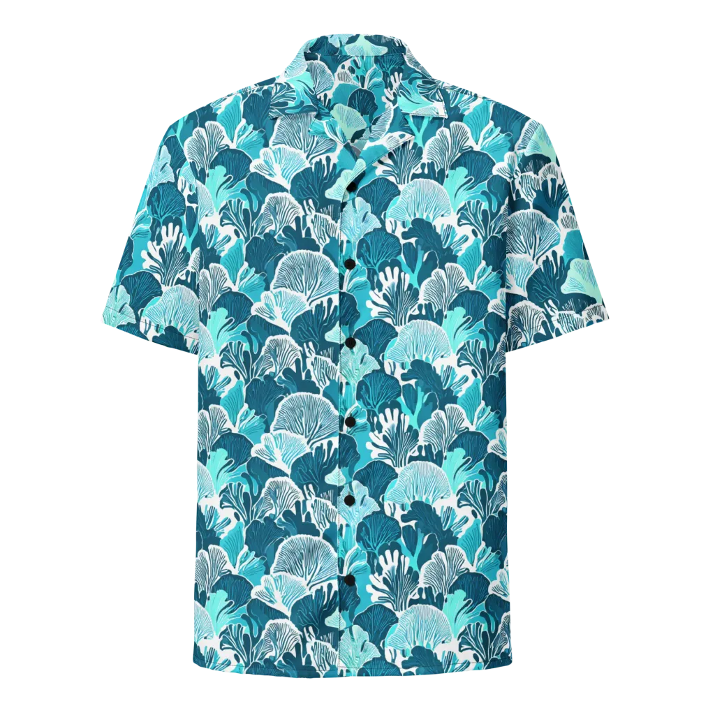 Aqua Fanfare on Button Shirt — Front