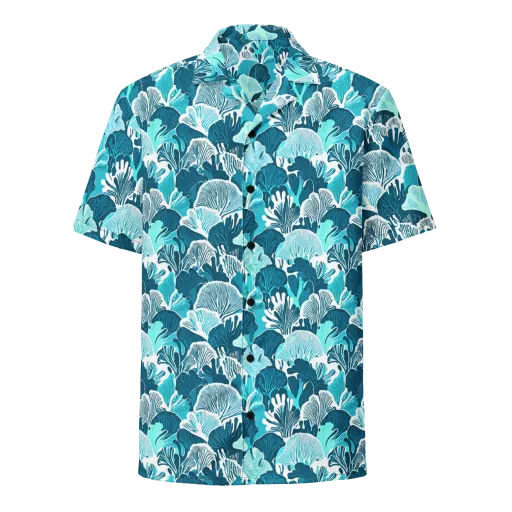 Aqua Fanfare on a Button Shirt