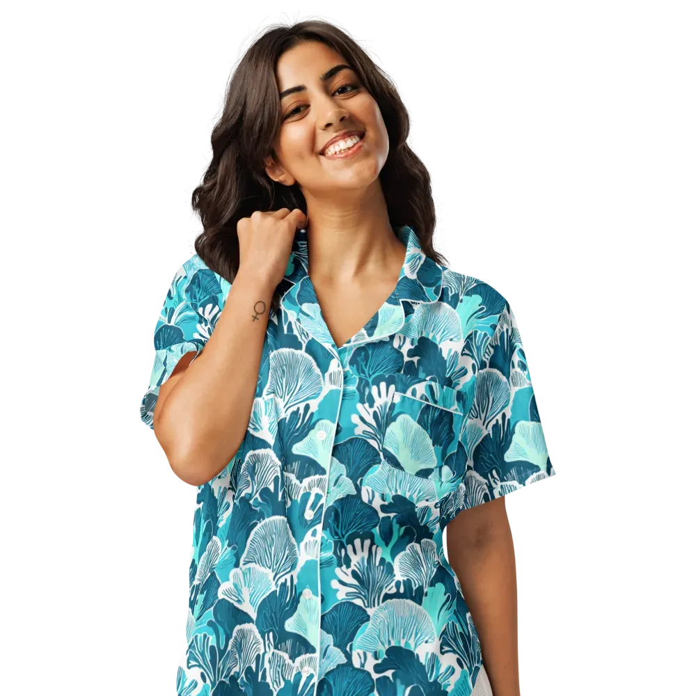 Aqua Fanfare on Women's Short Sleeve Pajama Top — Front