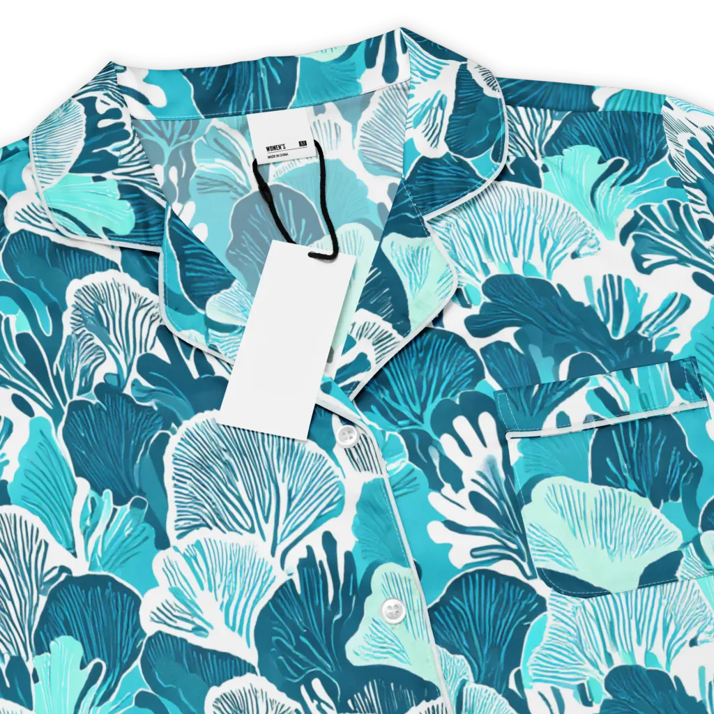 Aqua Fanfare on Women's Short Sleeve Pajama Top — Product details