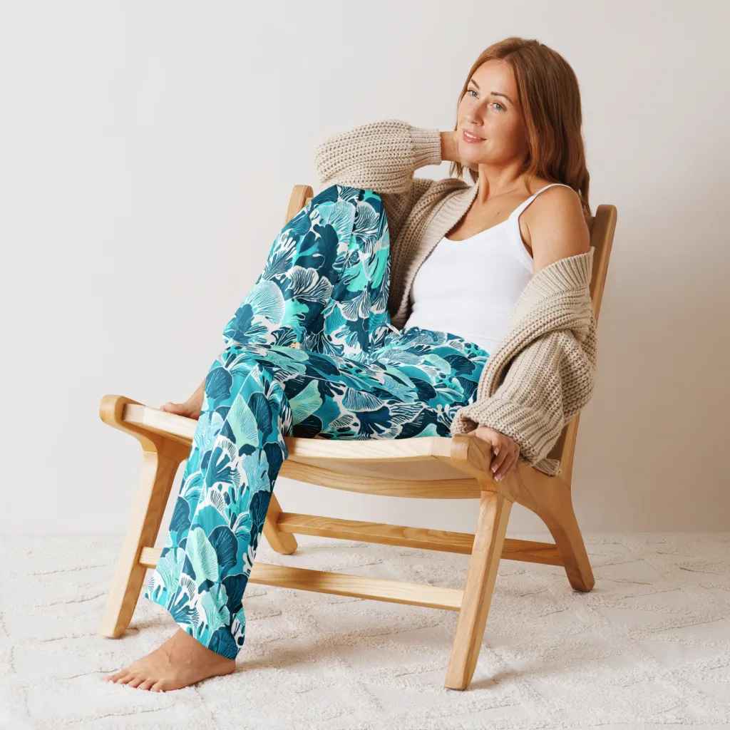 Aqua Fanfare on Women's Pajama Pants — Front