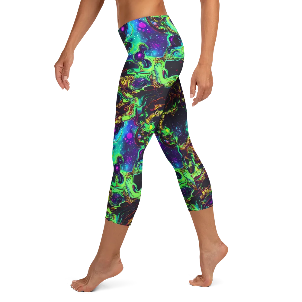 Acid Reef Reverie on Capri Leggings — Left