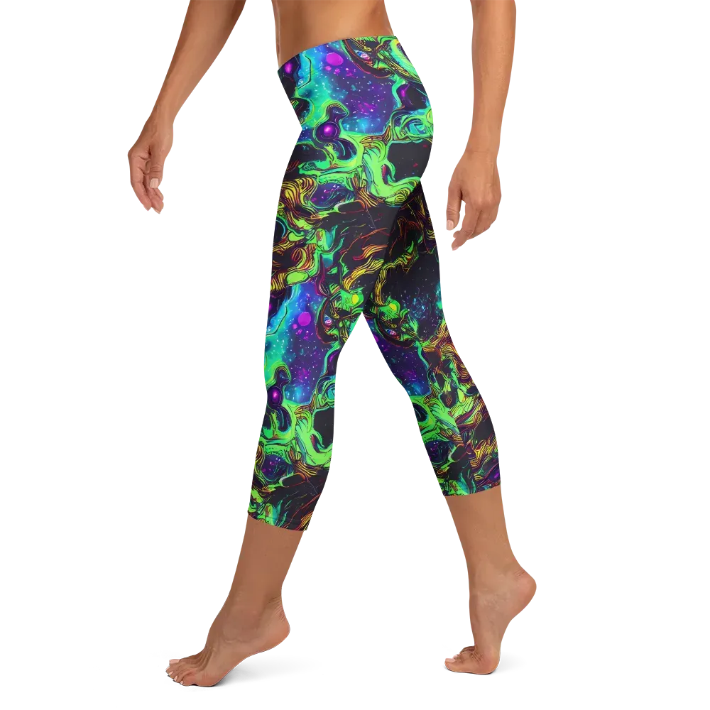 Acid Reef Reverie on Capri Leggings — Left
