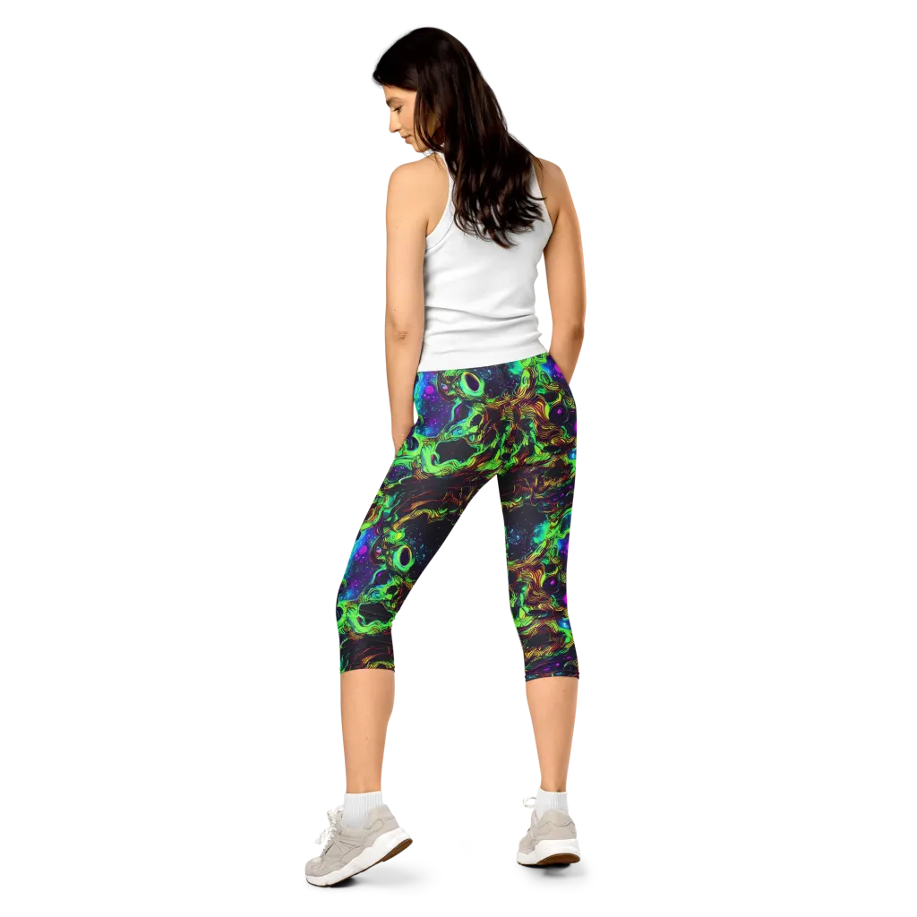 Acid Reef Reverie on Capri Leggings — Back