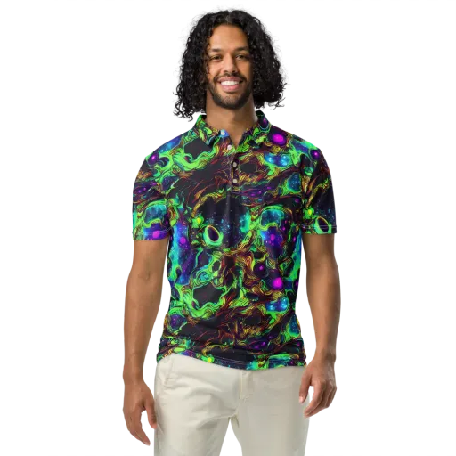 Acid Reef Reverie on a Men's Slim Fit Polo Shirt