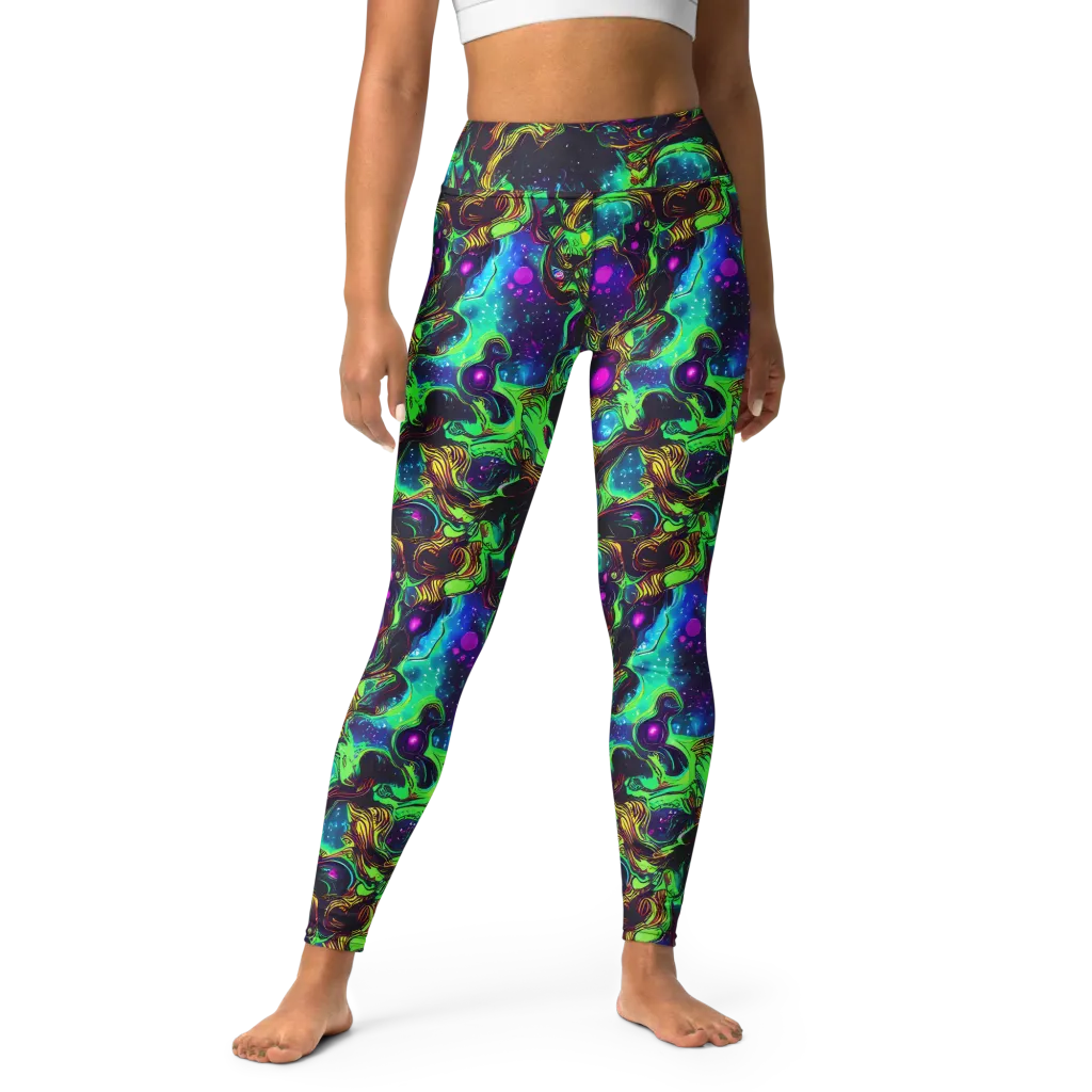 Acid Reef Reverie on Yoga Leggings — Front