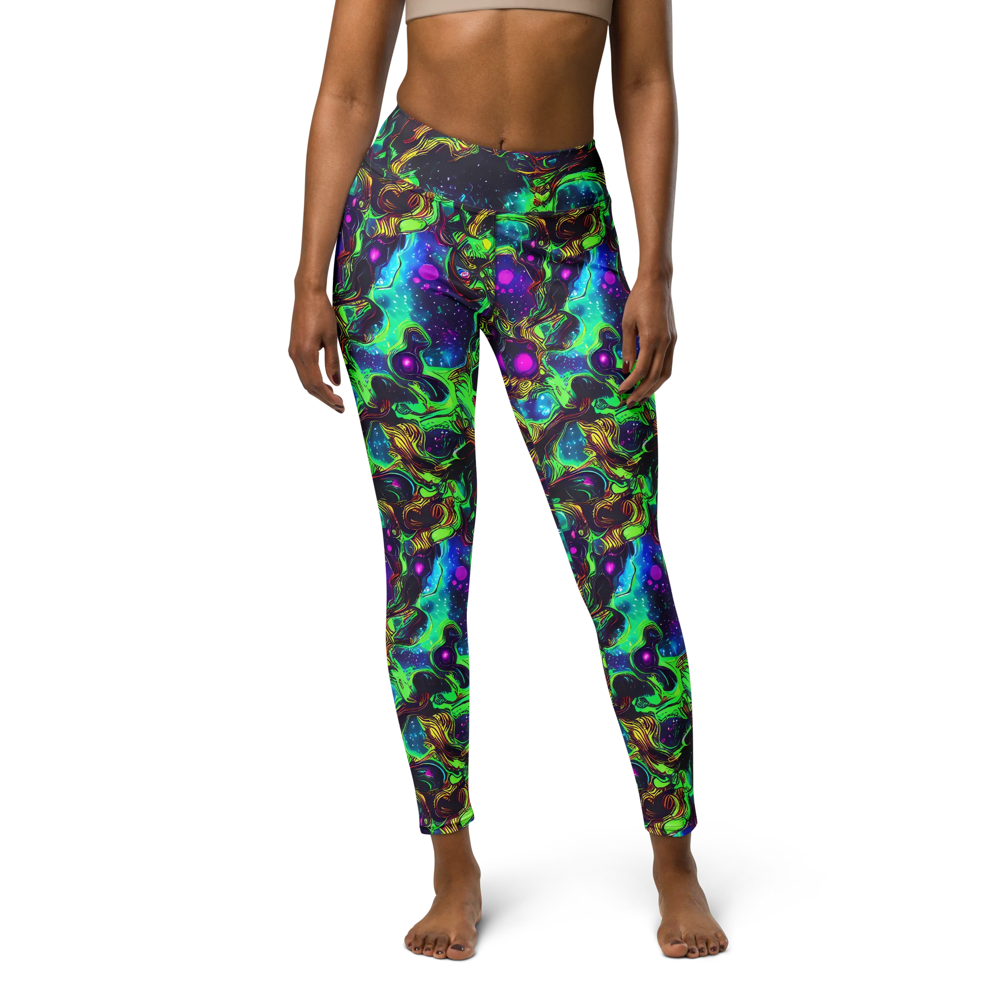 Acid Reef Reverie on Yoga Leggings — Front