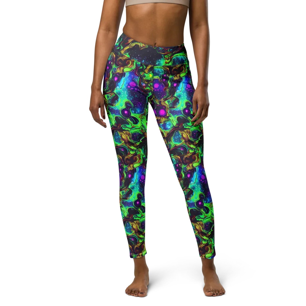 Acid Reef Reverie on Yoga Leggings — Front