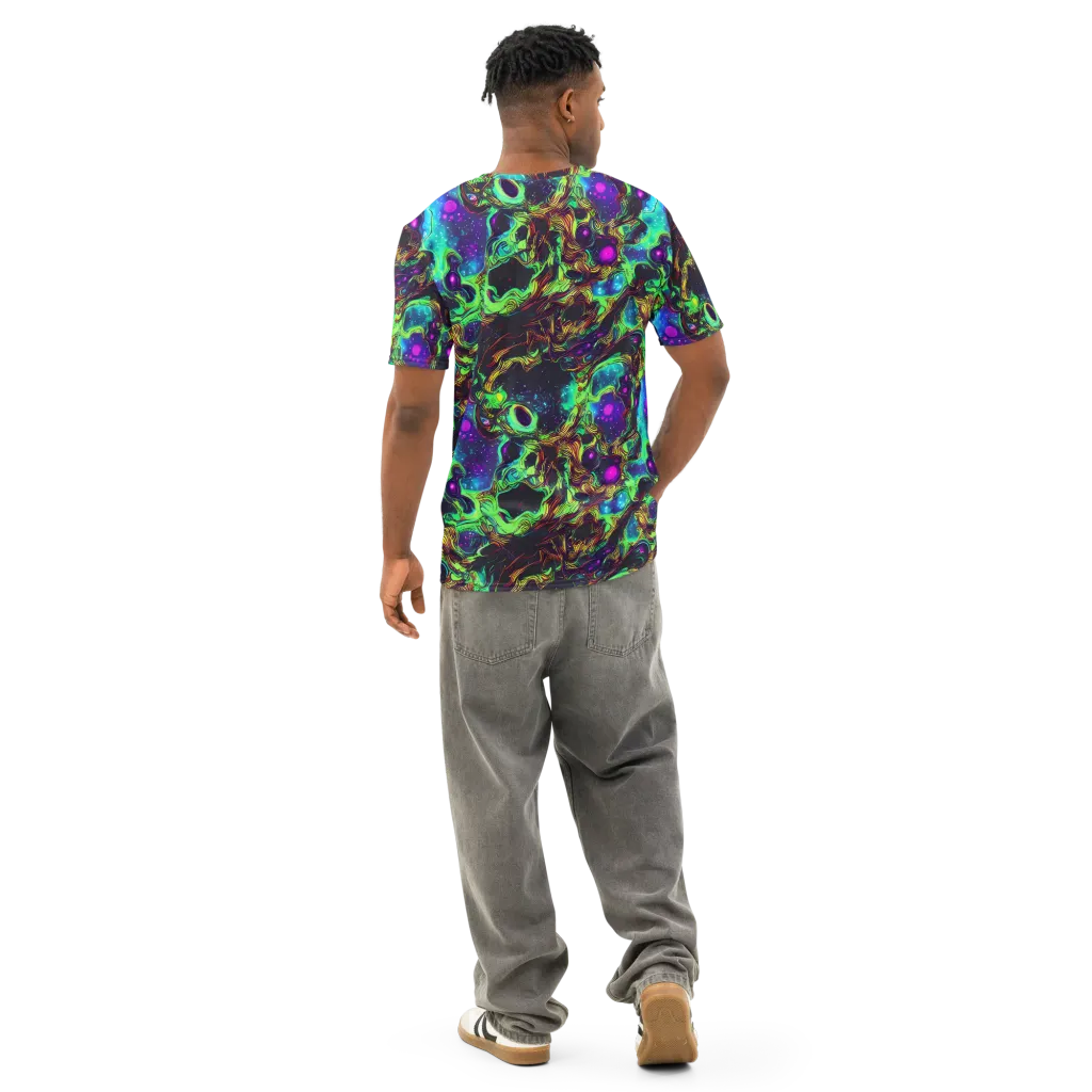 Acid Reef Reverie on Men's Cotton Crew Neck T-Shirt — Back