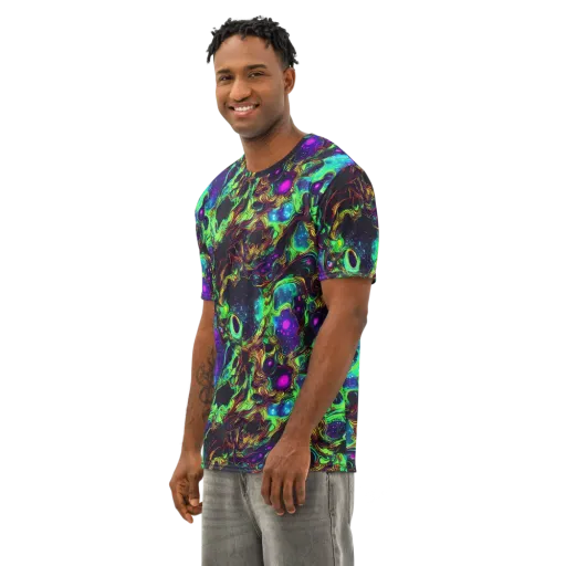 Acid Reef Reverie on a Men's Cotton Crew Neck T-Shirt