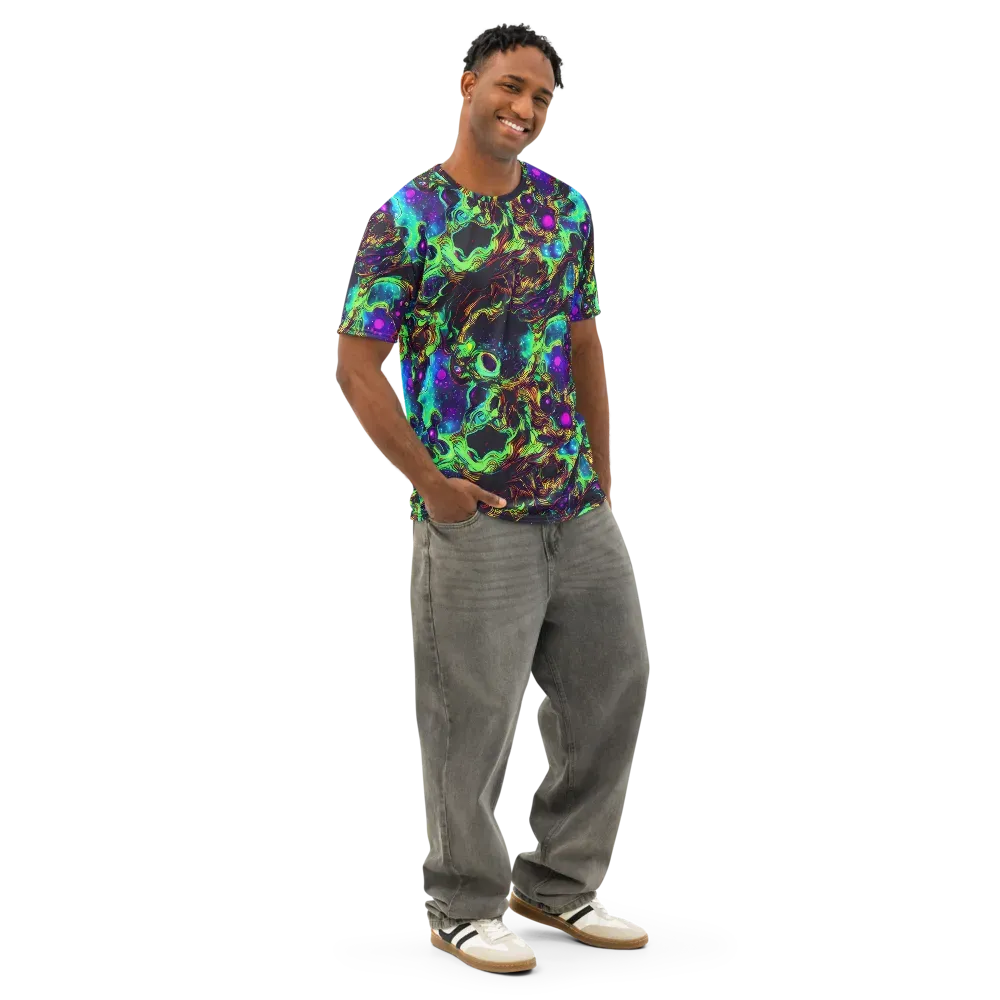 Acid Reef Reverie on Men's Cotton Crew Neck T-Shirt — Right Front