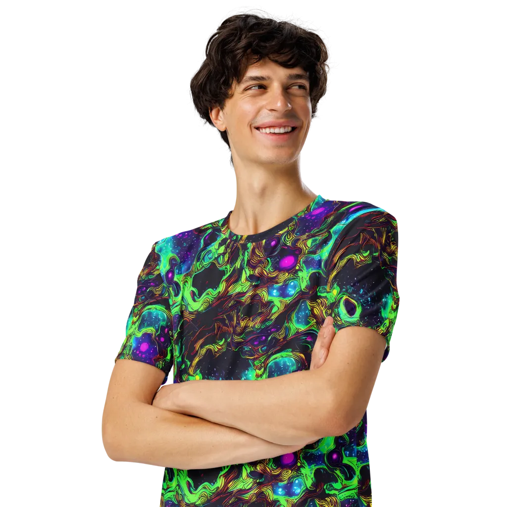 Acid Reef Reverie on Men's Crew Neck T-Shirt — Left Front