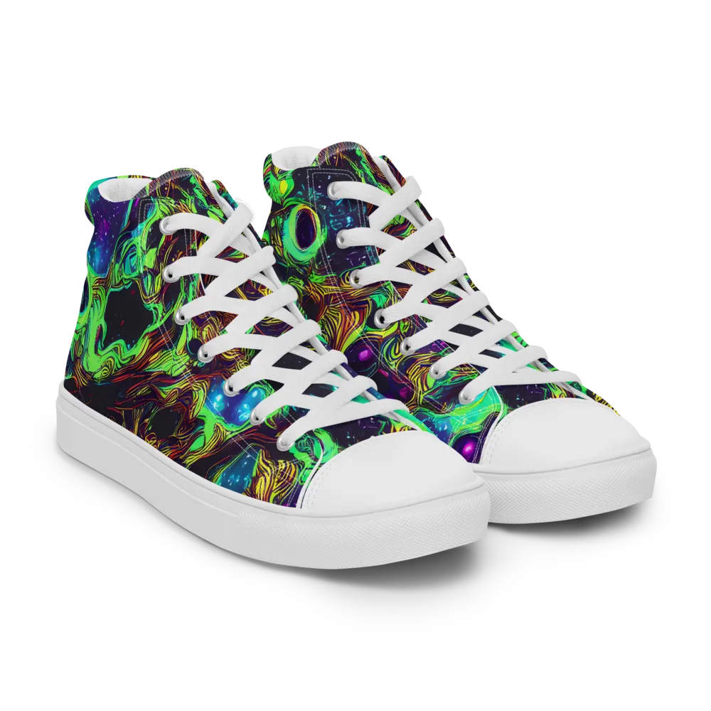 Acid Reef Reverie on Men's High Top Canvas Shoes — Right Front