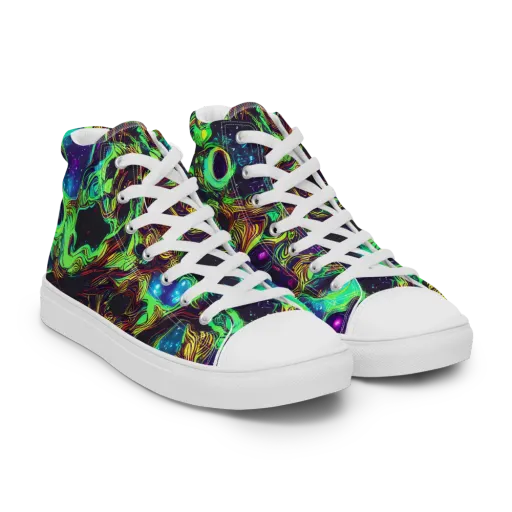 Acid Reef Reverie on a Men's High Top Canvas Shoes