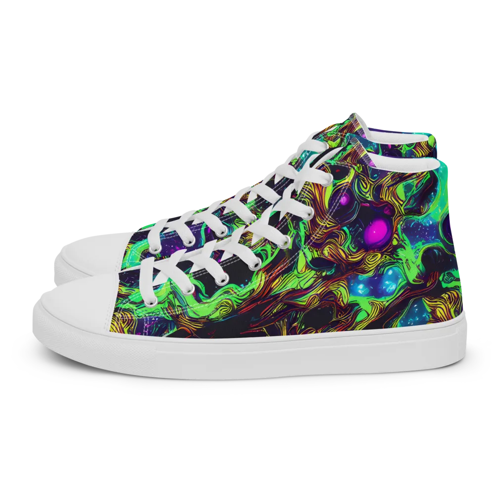 Acid Reef Reverie on Men's High Top Canvas Shoes — Left