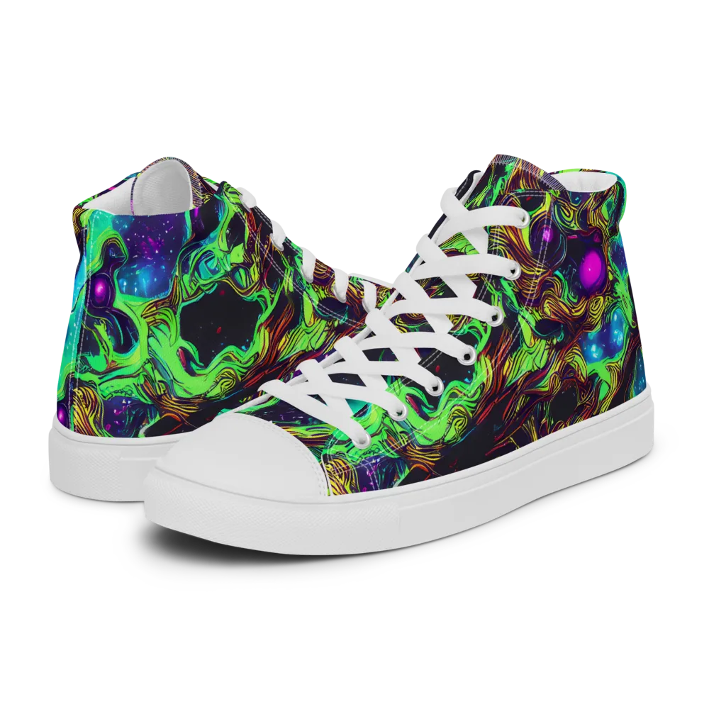 Acid Reef Reverie on Men's High Top Canvas Shoes — Left