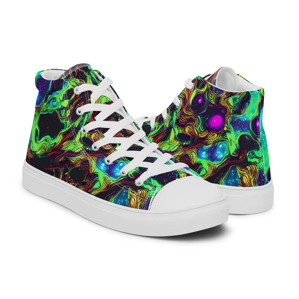 Acid Reef Reverie on Men's High Top Canvas Shoes — Right