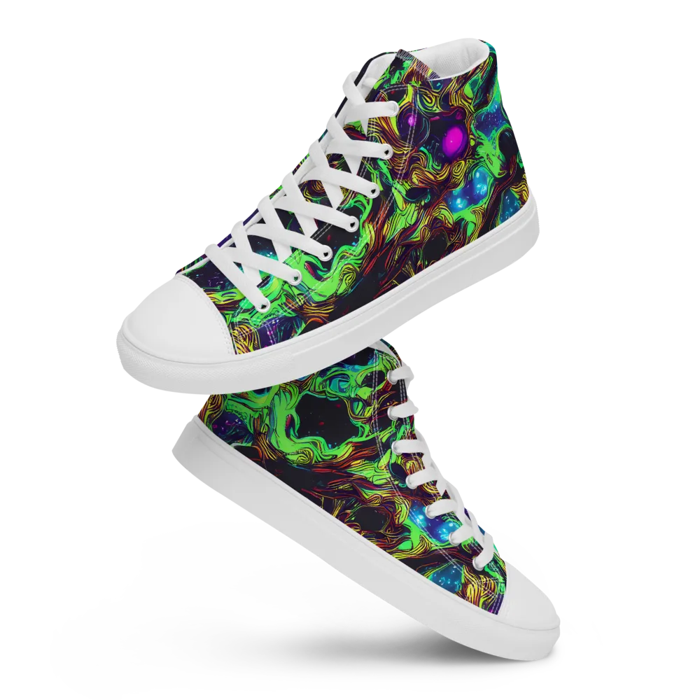 Acid Reef Reverie on Men's High Top Canvas Shoes — Front