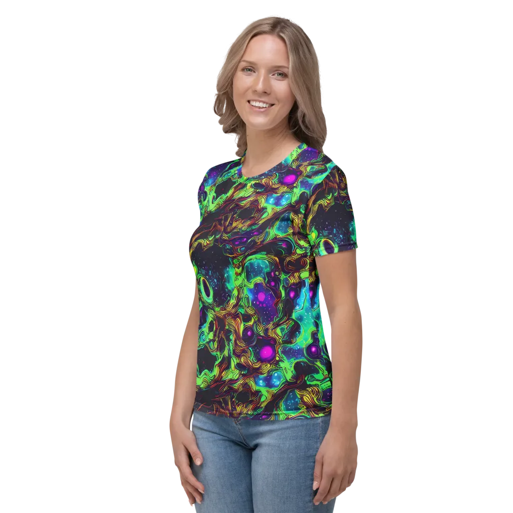 Acid Reef Reverie on Women's Crew Neck T-Shirt — Left