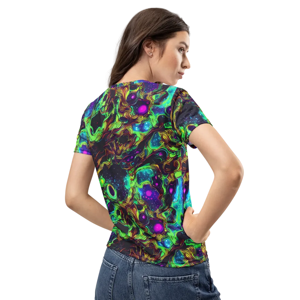 Acid Reef Reverie on Women's Crew Neck T-Shirt — Back