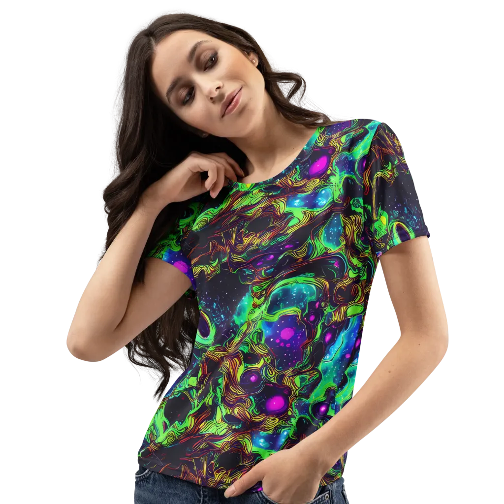 Acid Reef Reverie on Women's Crew Neck T-Shirt — Left Front