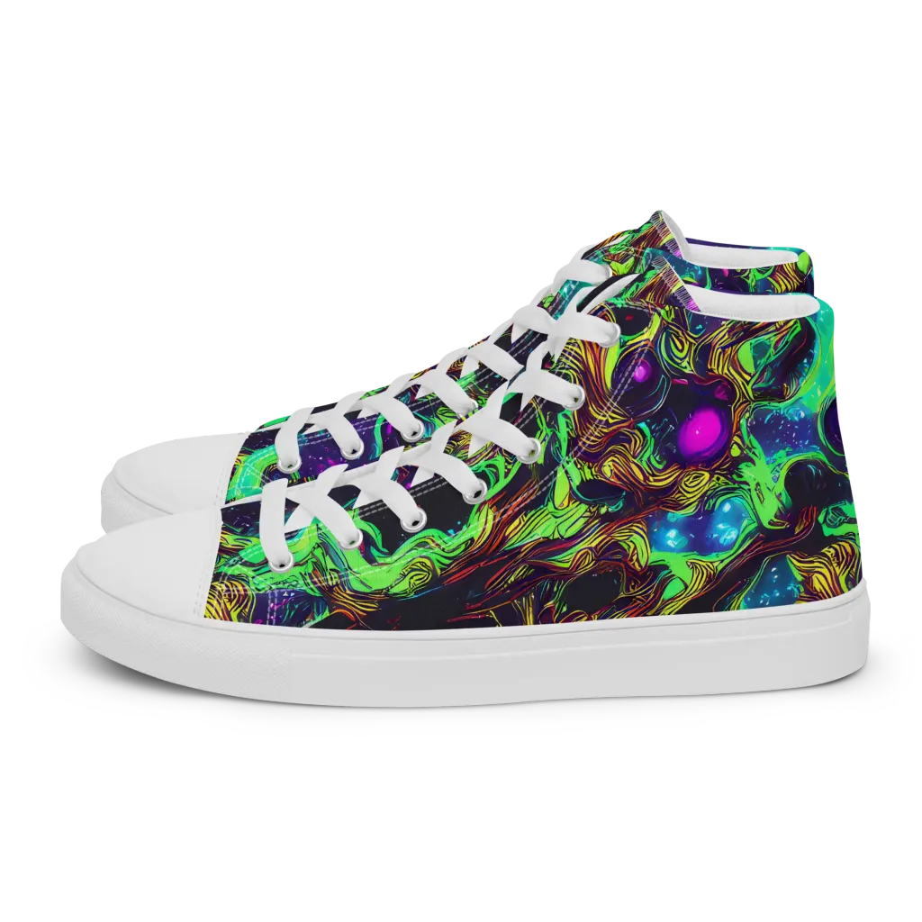 Acid Reef Reverie on Women's High Top Canvas Shoes — Left