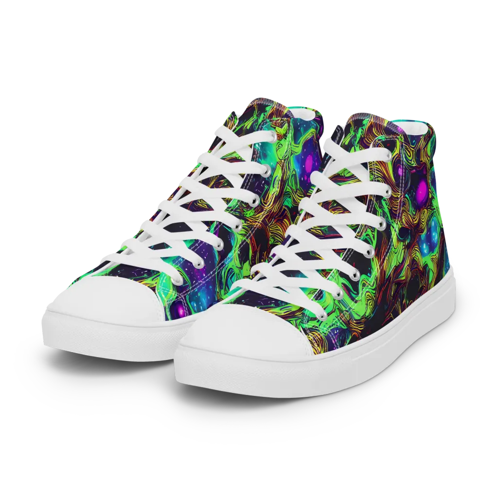 Acid Reef Reverie on Women's High Top Canvas Shoes — Left Front