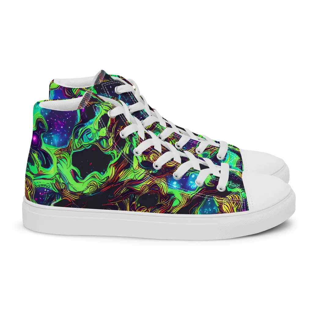 Acid Reef Reverie on Women's High Top Canvas Shoes — Right