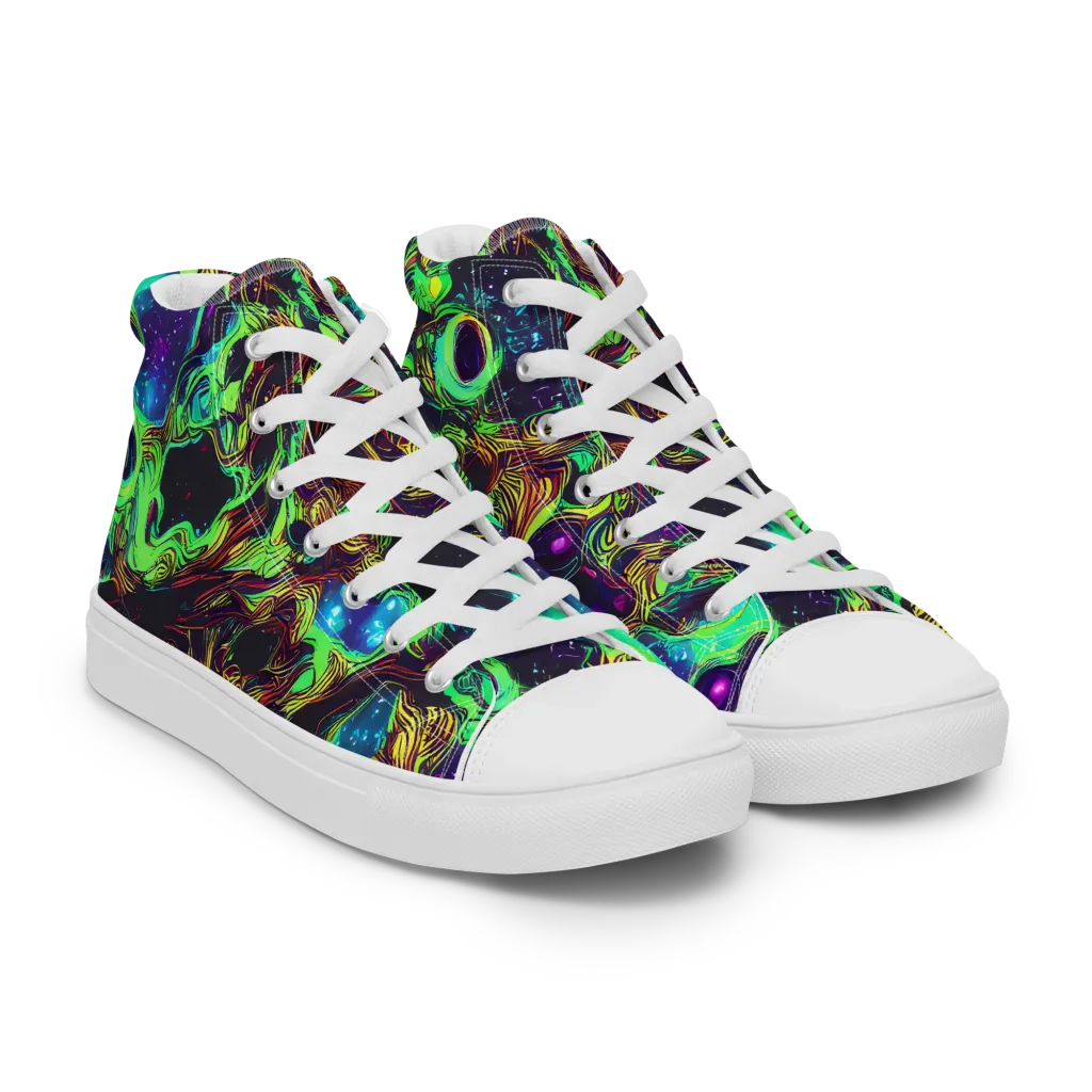 Acid Reef Reverie on Women's High Top Canvas Shoes — Right Front