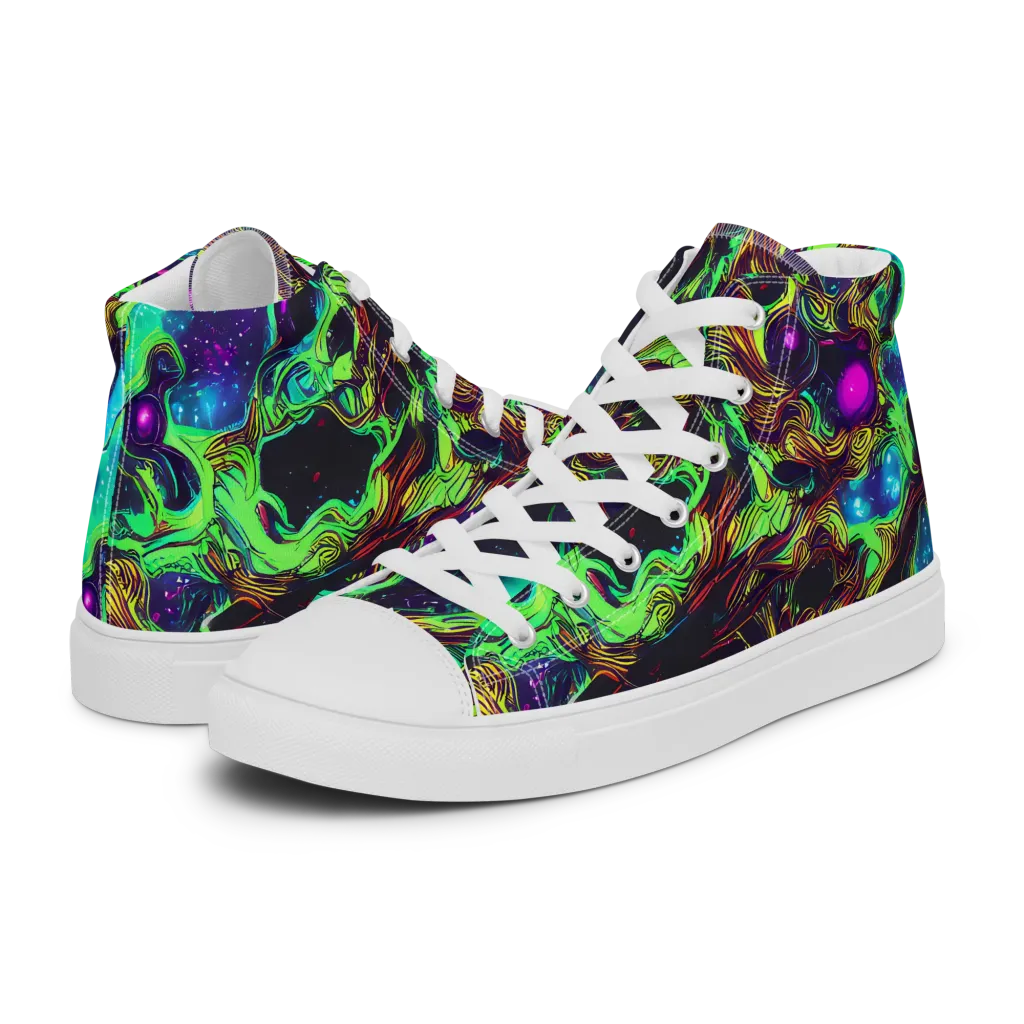 Acid Reef Reverie on Women's High Top Canvas Shoes — Left