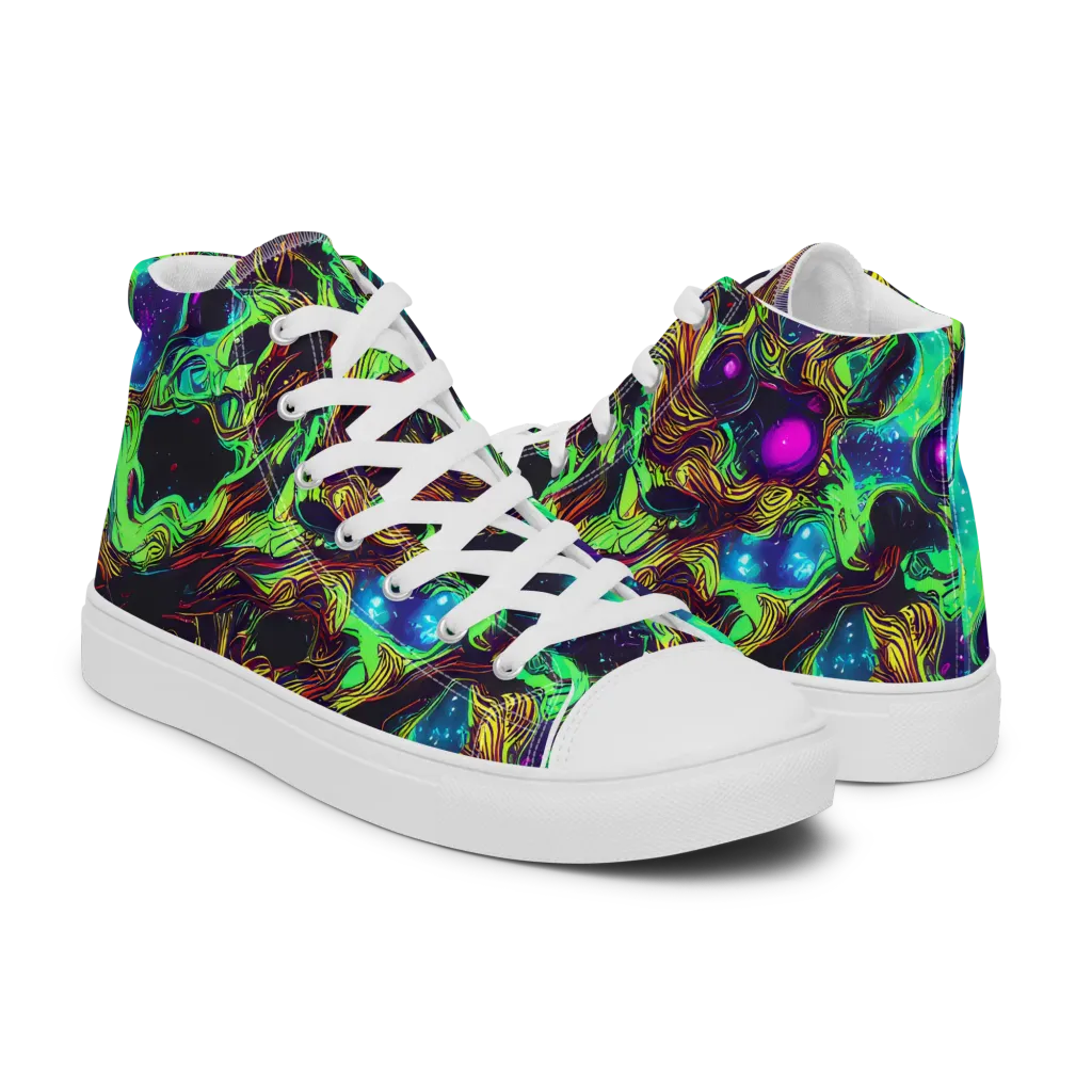 Acid Reef Reverie on Women's High Top Canvas Shoes — Right
