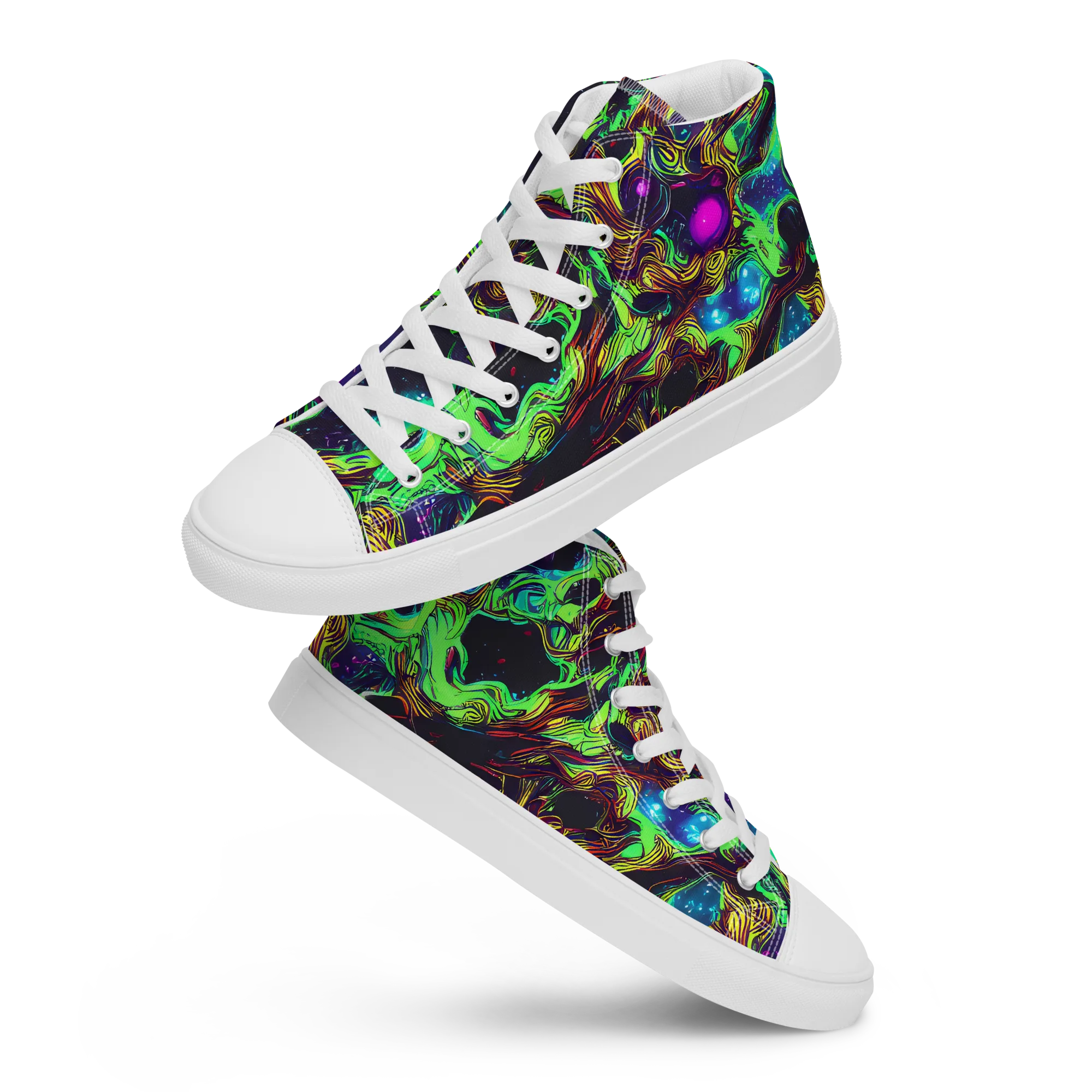Acid Reef Reverie on Women's High Top Canvas Shoes — Front