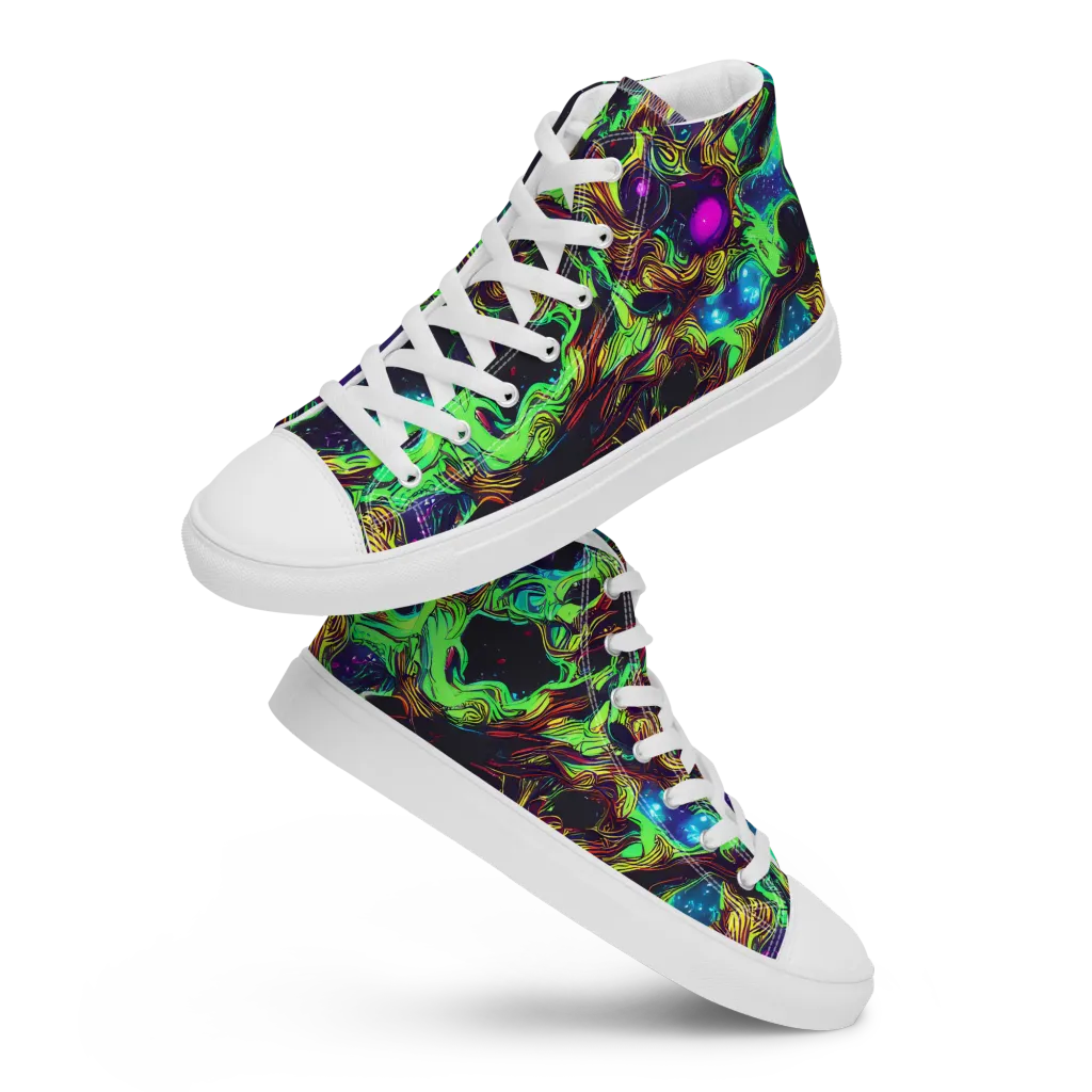 Acid Reef Reverie on Women's High Top Canvas Shoes — Front