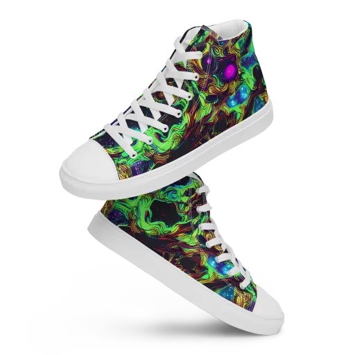 Acid Reef Reverie on a Women's High Top Canvas Shoes