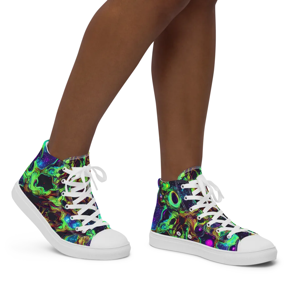 Acid Reef Reverie on Women's High Top Canvas Shoes — Right