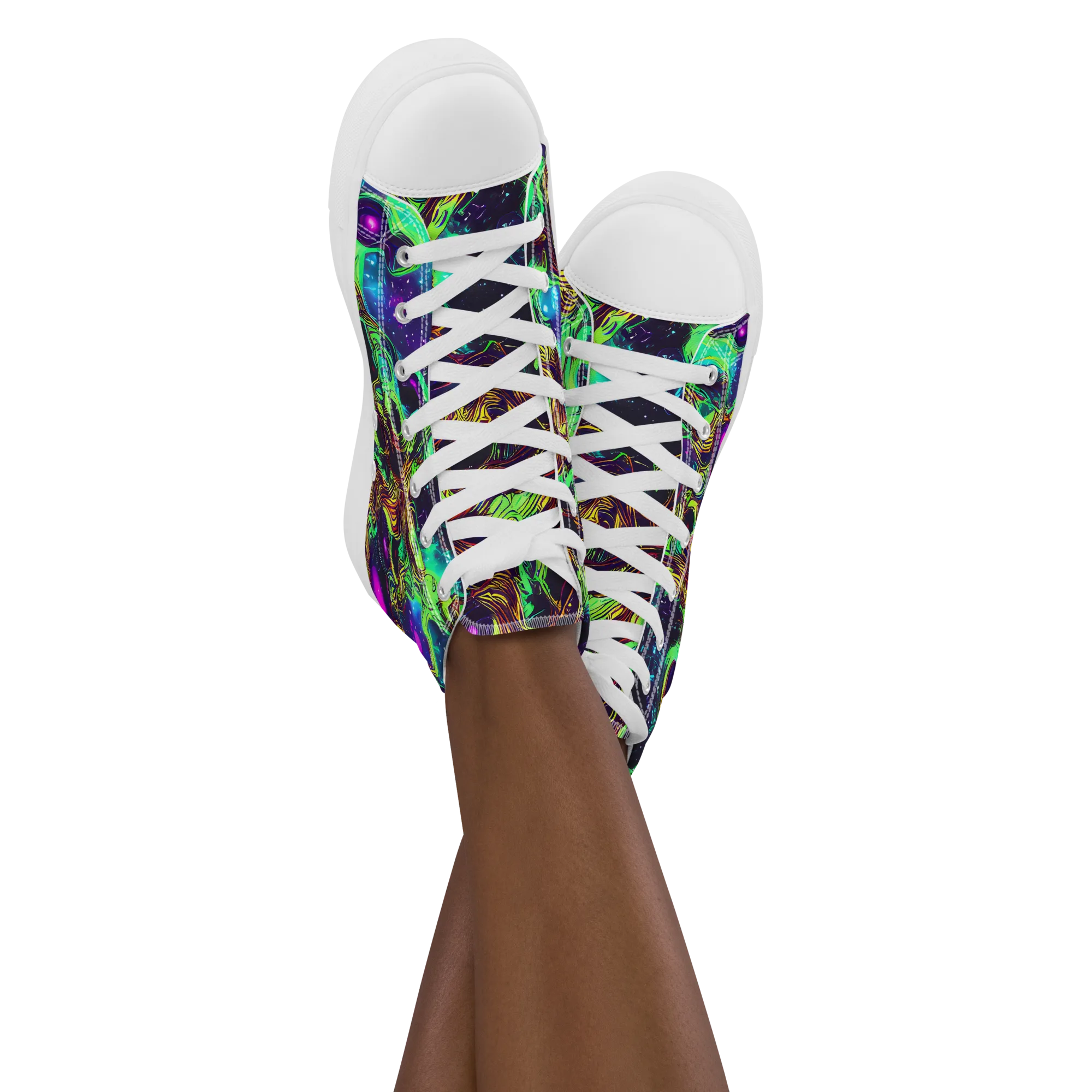 Acid Reef Reverie on Women's High Top Canvas Shoes — Front