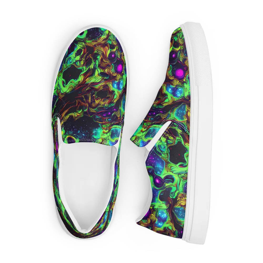 Acid Reef Reverie on Men's Slip-On Canvas Shoes — Front
