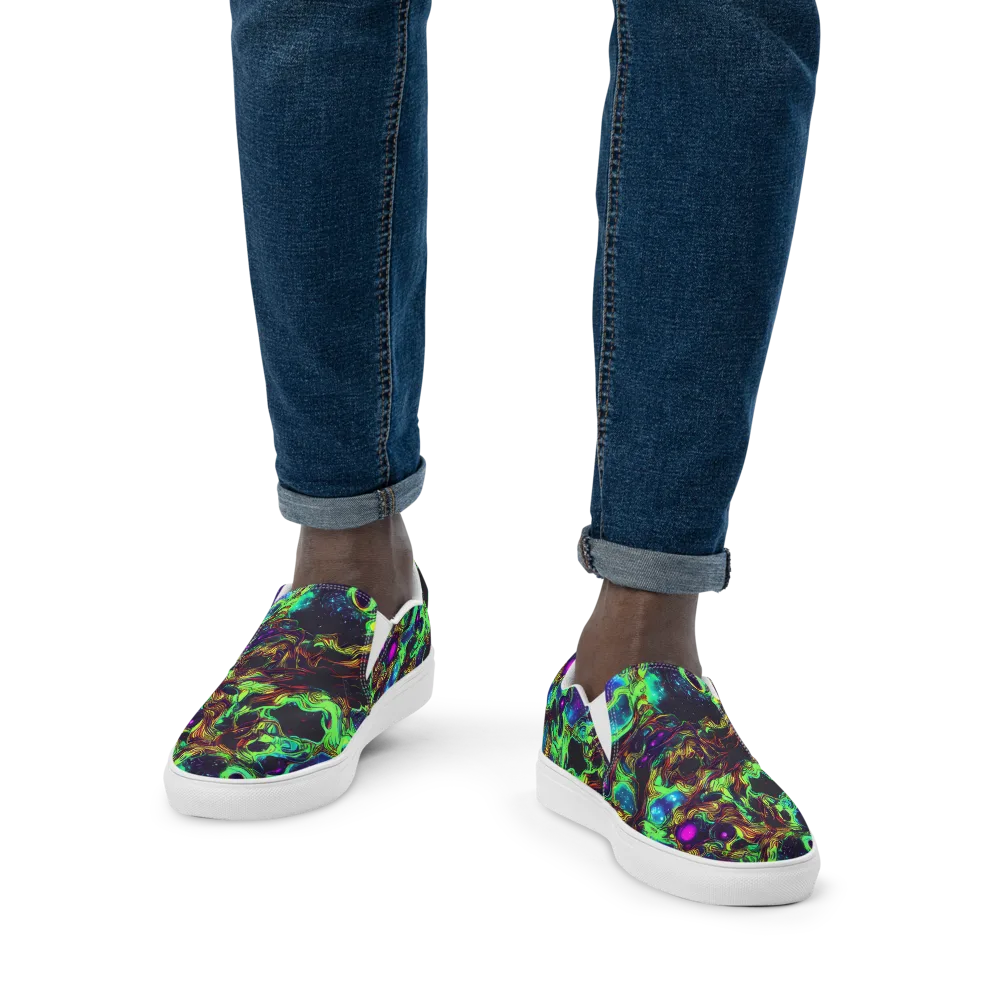 Acid Reef Reverie on Men's Slip-On Canvas Shoes — Front