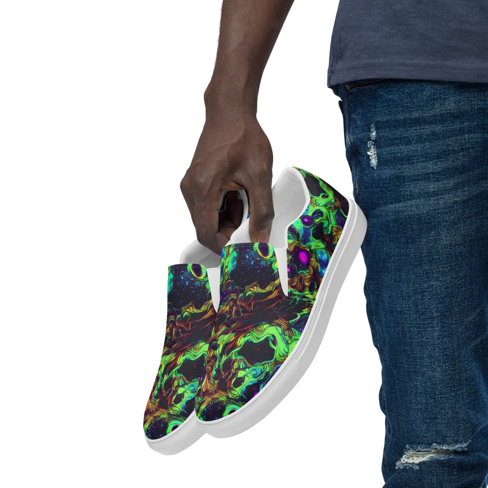 Acid Reef Reverie on Men's Slip-On Canvas Shoes — Left Front