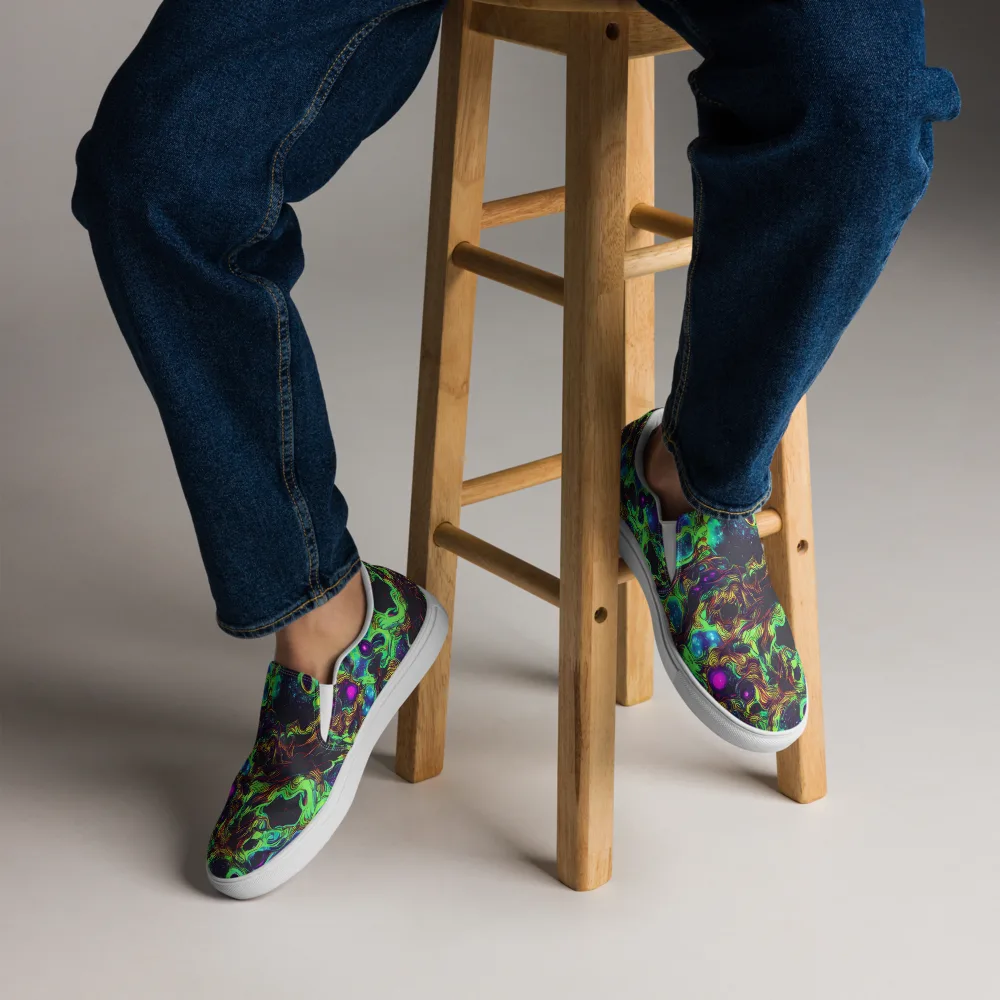 Acid Reef Reverie on Men's Slip-On Canvas Shoes — Front