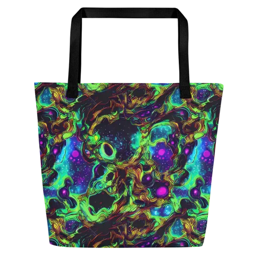 Acid Reef Reverie on a Large Tote Bag W/ Pocket