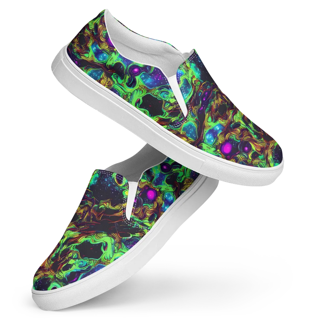 Acid Reef Reverie on Women's Slip-On Canvas Shoes — Front