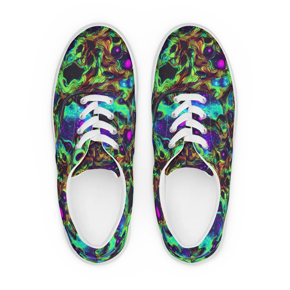 Acid Reef Reverie on Men's Lace-Up Canvas Shoes — Front
