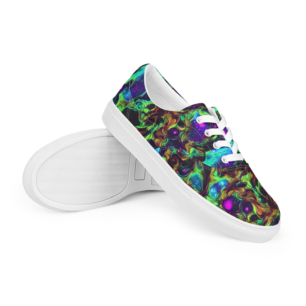 Acid Reef Reverie on Men's Lace-Up Canvas Shoes — Right Front