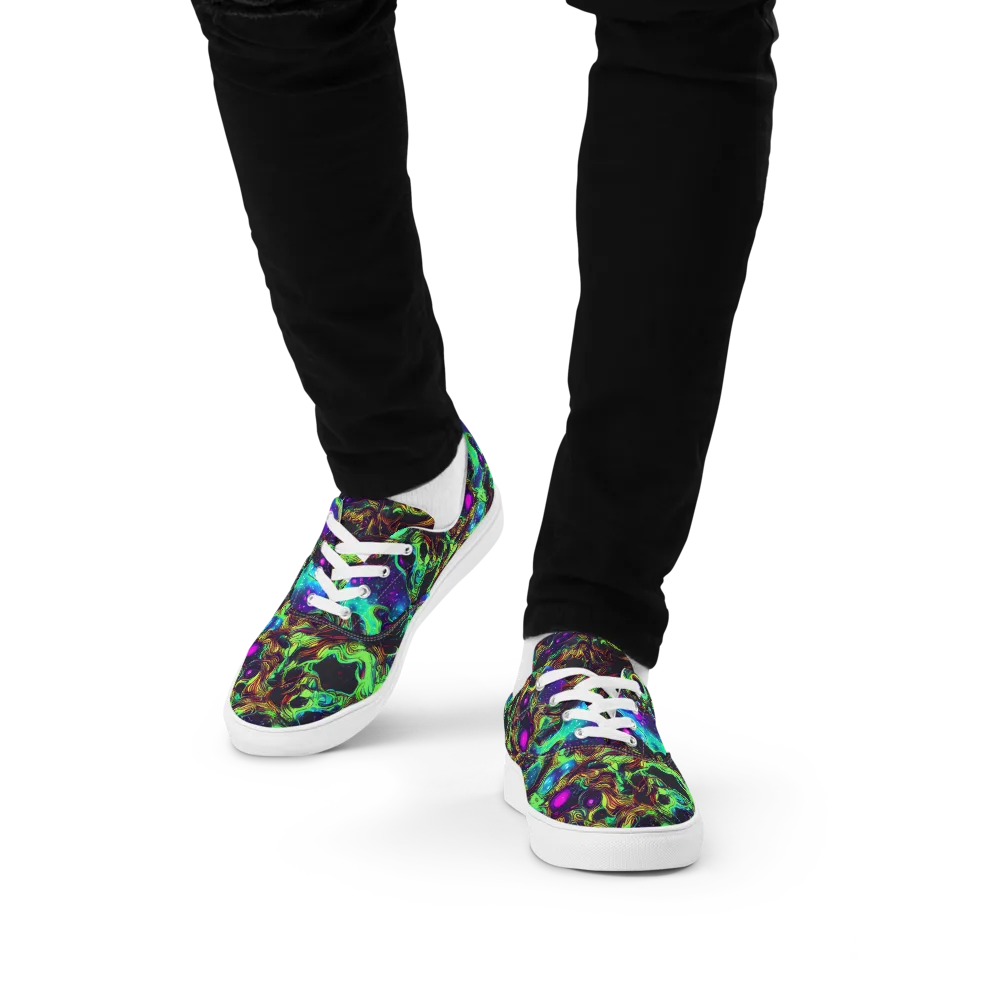 Acid Reef Reverie on Men's Lace-Up Canvas Shoes — Front